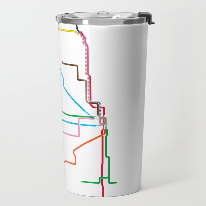 Chicago CTA Map, Chicago Train Map Art, Chicago L Train Map, Chicago Art, Chicago Wall Art, Map Art Travel Mug Gallery Image 2