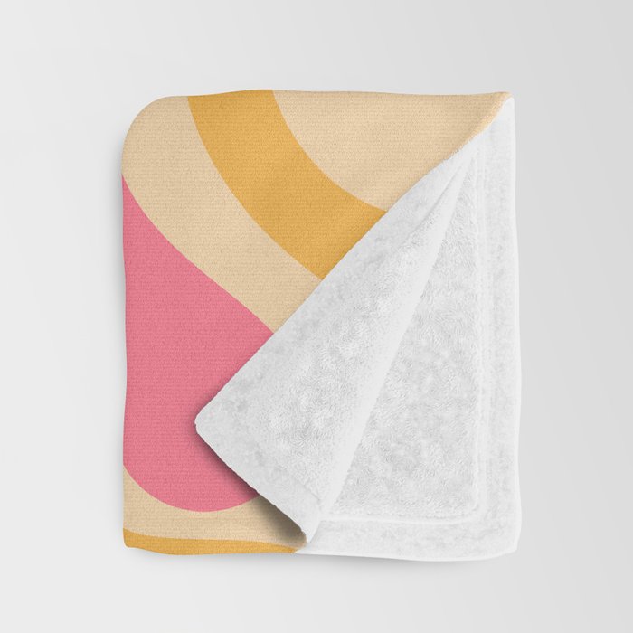 Retro Liquid Swirl Abstract Pattern Pink and Mustard Throw Blanket Gallery Image 3