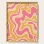 Retro Liquid Swirl Abstract Pattern Pink and Mustard Serving Tray Gallery Image 1