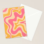 Retro Liquid Swirl Abstract Pattern Pink and Mustard Stationery Card Gallery Image 2