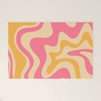 Retro Liquid Swirl Abstract Pattern Pink and Mustard Welcome Mat Gallery Image 1
