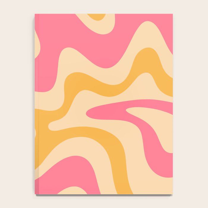 Retro Liquid Swirl Abstract Pattern Pink and Mustard Notebook Gallery Image 4