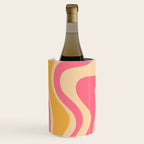 Retro Liquid Swirl Abstract Pattern Pink and Mustard Wine Chiller Gallery Image 2