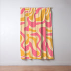 Retro Liquid Swirl Abstract Pattern Pink and Mustard Window Curtain Gallery Image 3