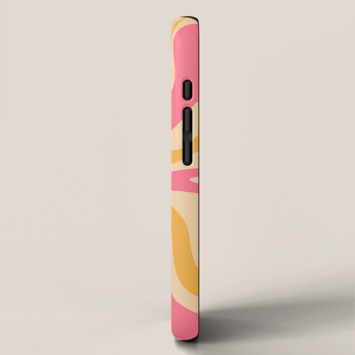 Retro Liquid Swirl Abstract Pattern Pink and Mustard iPhone Case Gallery Image 2