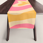 Retro Liquid Swirl Abstract Pattern Pink and Mustard Table Runner Gallery Image 1