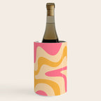 Retro Liquid Swirl Abstract Pattern Pink and Mustard Wine Chiller Gallery Image 3