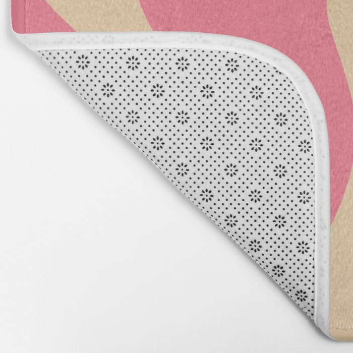Retro Liquid Swirl Abstract Pattern Pink and Mustard Bath Mat Gallery Image 2