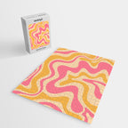 Retro Liquid Swirl Abstract Pattern Pink and Mustard Jigsaw Puzzle Gallery Image 2