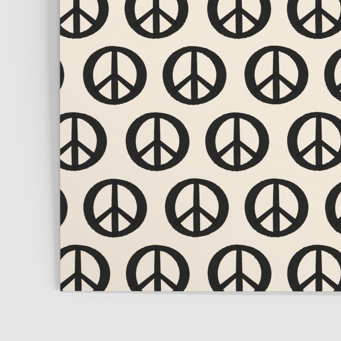 Inky Peace Dots Minimalist Pattern 3 in Black and Almond Cream Poster Gallery Image 3