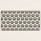 Inky Peace Dots Minimalist Pattern 3 in Black and Almond Cream Desk Mat Gallery Image 3