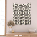 Inky Peace Dots Minimalist Pattern 3 in Black and Almond Cream Wall Tapestry Gallery Image 2