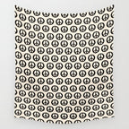 Inky Peace Dots Minimalist Pattern 3 in Black and Almond Cream Wall Tapestry Gallery Image 4