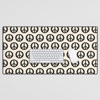 Inky Peace Dots Minimalist Pattern 3 in Black and Almond Cream Desk Mat Gallery Image 1