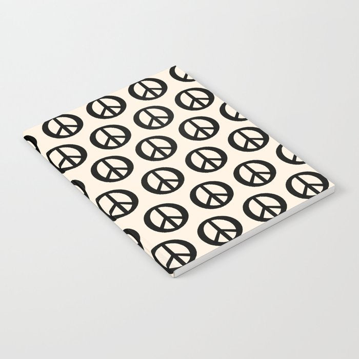 Inky Peace Dots Minimalist Pattern 3 in Black and Almond Cream Notebook Gallery Image 2