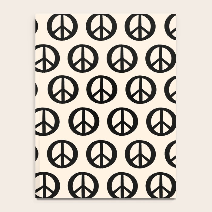 Inky Peace Dots Minimalist Pattern 3 in Black and Almond Cream Notebook Gallery Image 4