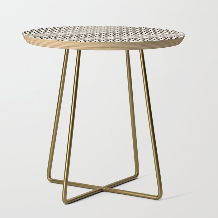 Inky Peace Dots Minimalist Pattern 3 in Black and Almond Cream Side Table Gallery Image 1