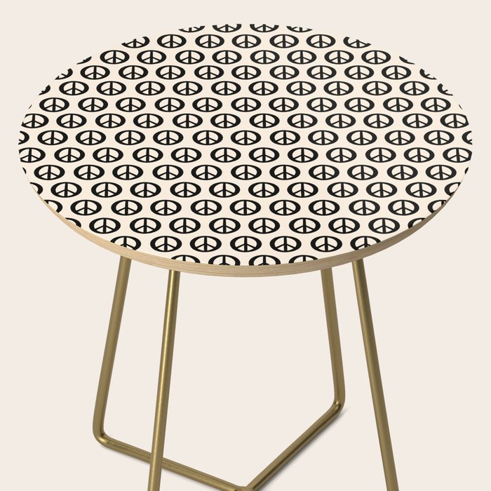 Inky Peace Dots Minimalist Pattern 3 in Black and Almond Cream Side Table Gallery Image 2