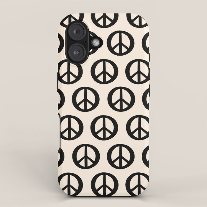 Inky Peace Dots Minimalist Pattern 3 in Black and Almond Cream iPhone Case Gallery Image 1