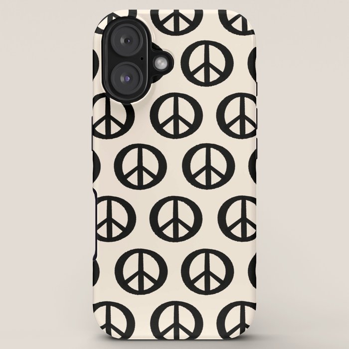 Inky Peace Dots Minimalist Pattern 3 in Black and Almond Cream iPhone Case Gallery Image 5