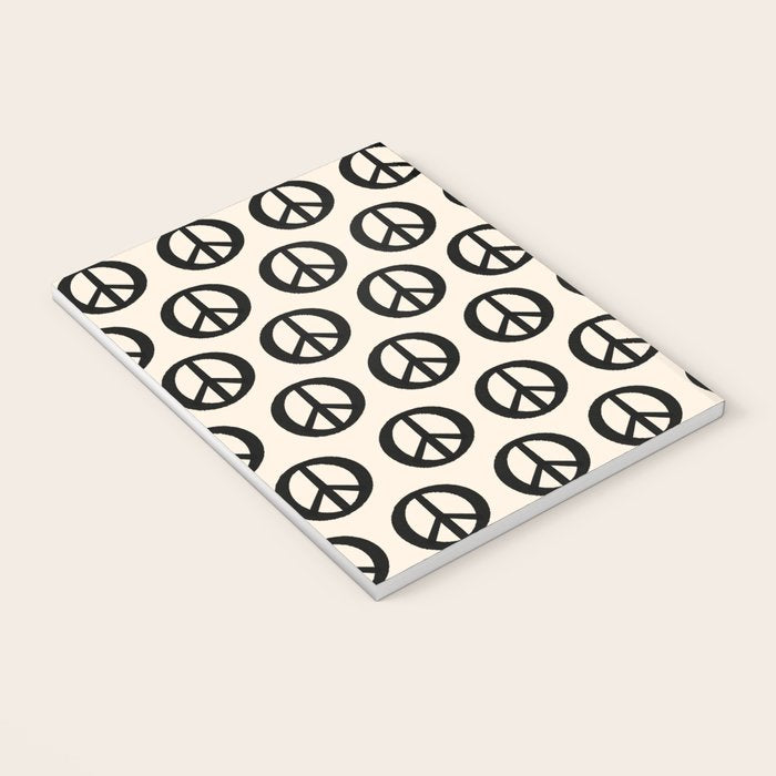 Inky Peace Dots Minimalist Pattern 3 in Black and Almond Cream Notebook Gallery Image 3