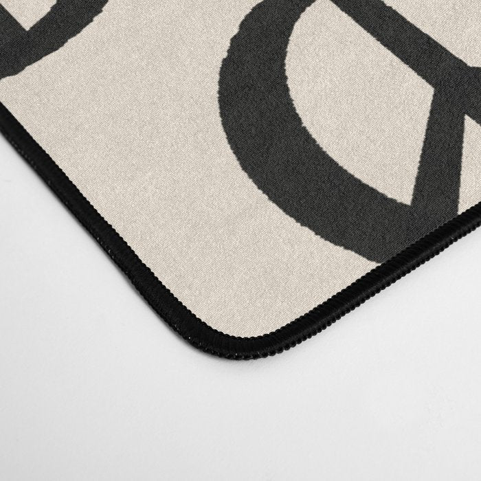 Inky Peace Dots Minimalist Pattern 3 in Black and Almond Cream Desk Mat Gallery Image 4