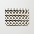Inky Peace Dots Minimalist Pattern 3 in Black and Almond Cream Bath Mat Gallery Image 1