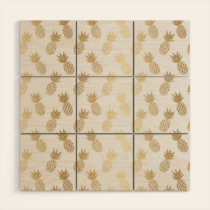 Gold Pineapple Pattern Wood Wall Art Gallery Image 1