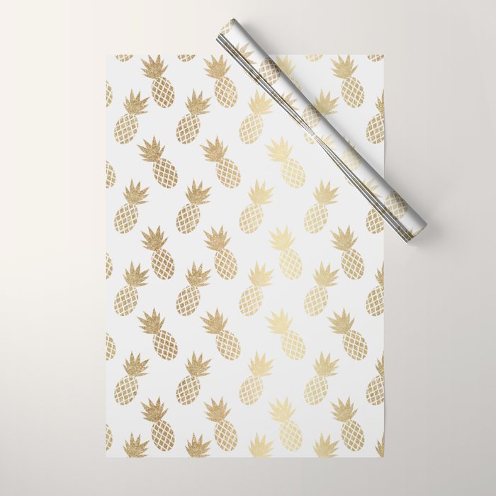 Gold Pineapple Pattern Wrapping Paper Gallery Image 1