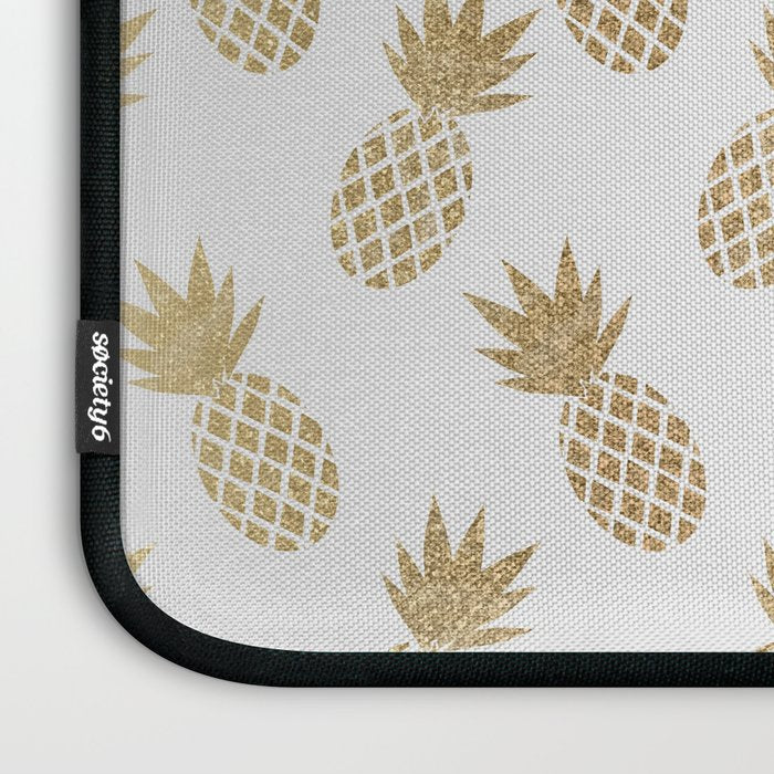 Gold Pineapple Pattern Laptop Sleeve Gallery Image 3