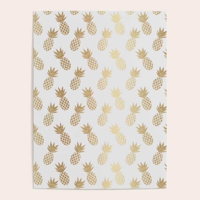 Gold Pineapple Pattern Poster Gallery Image 4
