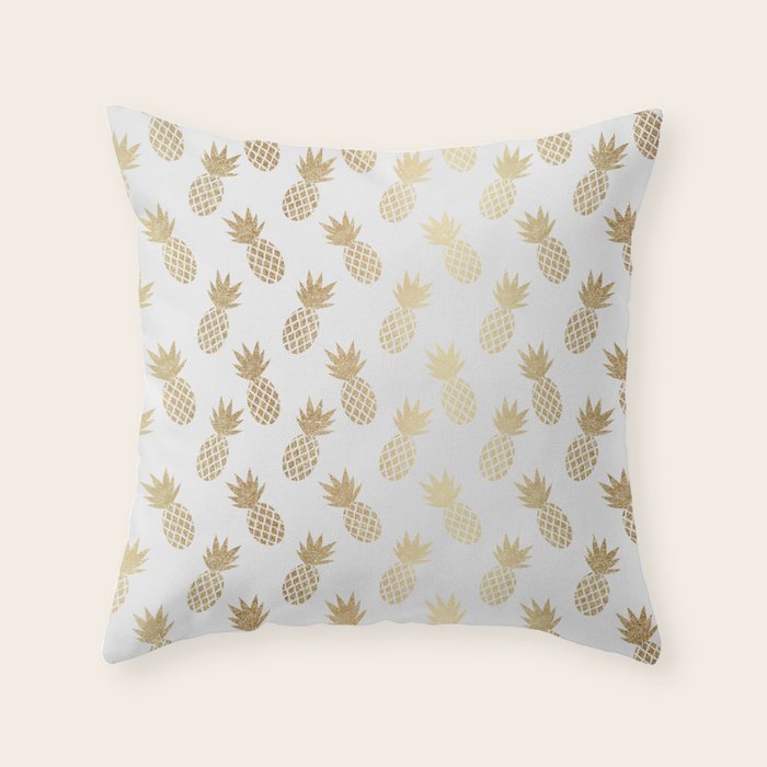 Gold Pineapple Pattern Throw Pillow Gallery Image 6