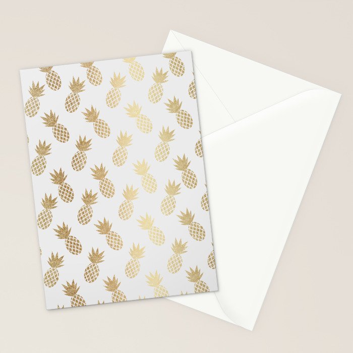 Gold Pineapple Pattern Stationery Card Gallery Image 2
