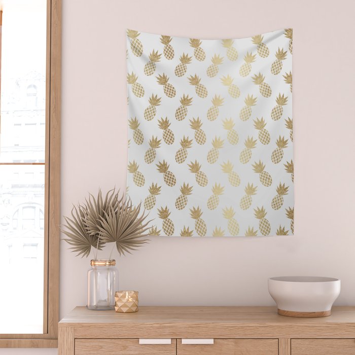 Gold Pineapple Pattern Wall Tapestry Gallery Image 2