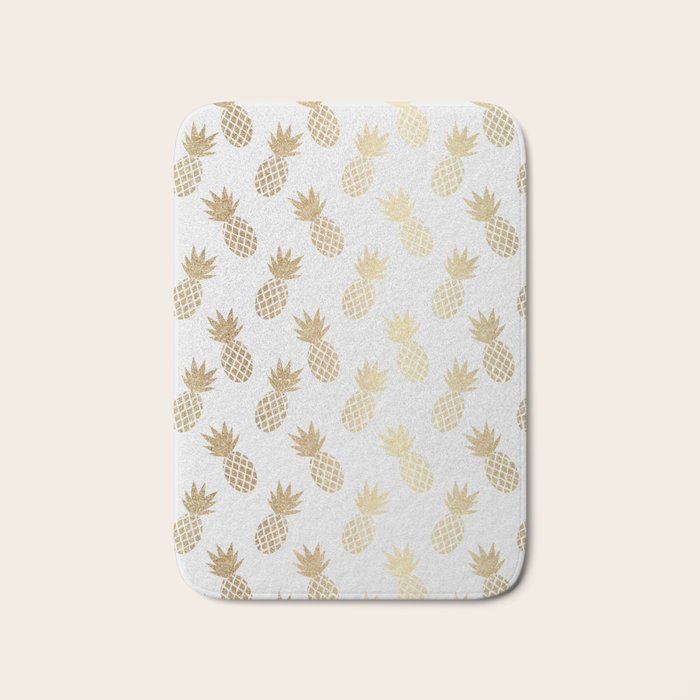 Gold Pineapple Pattern Bath Mat