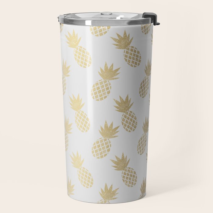 Gold Pineapple Pattern Travel Mug Gallery Image 2