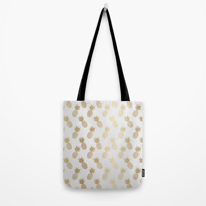 Gold Pineapple Pattern Tote Bag Gallery Image 2