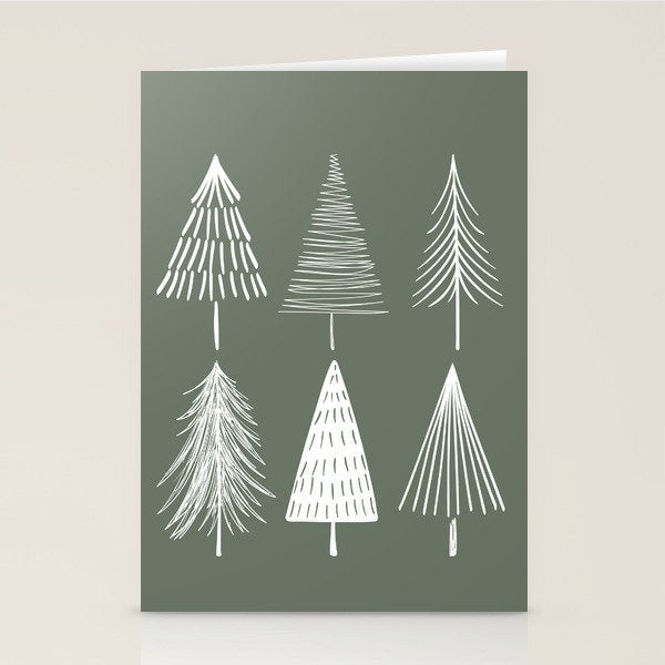 Xmas Trees Green Stationery Card Gallery Image 1