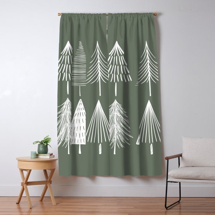 Xmas Trees Green Window Curtain Gallery Image 1