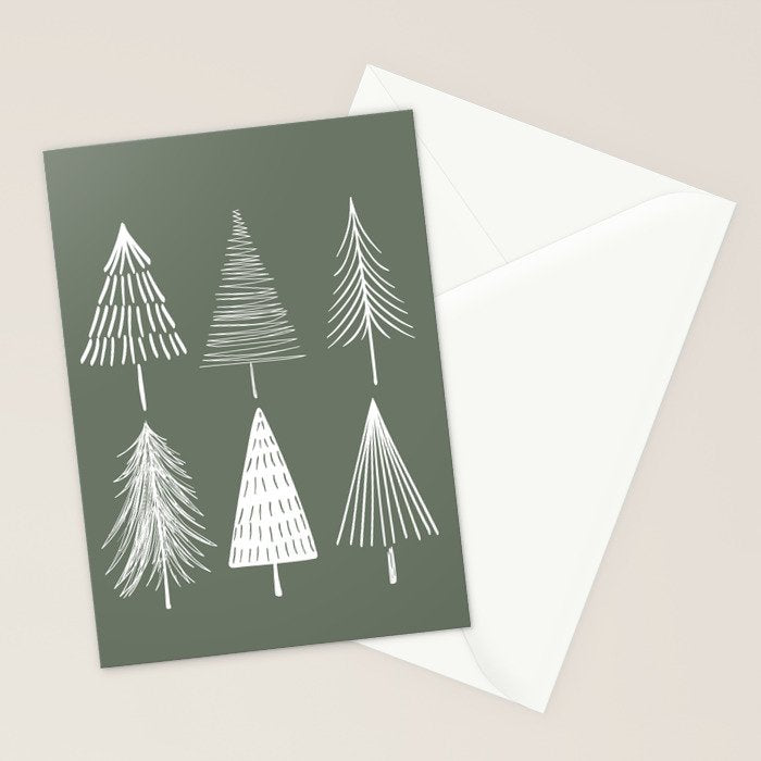 Xmas Trees Green Stationery Card Gallery Image 2