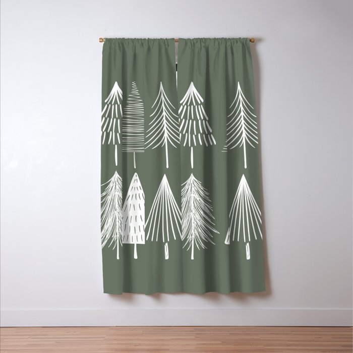 Xmas Trees Green Window Curtain Gallery Image 3