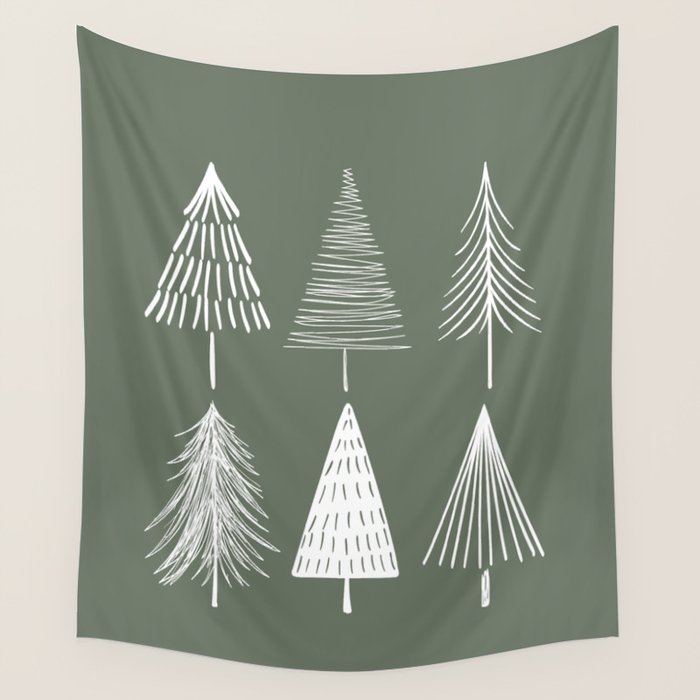 Xmas Trees Green Wall Tapestry Gallery Image 4