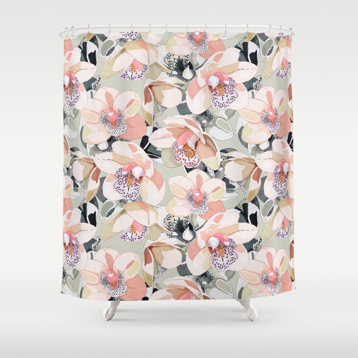 Tropical flowery leafy A Shower Curtain Gallery Image 1