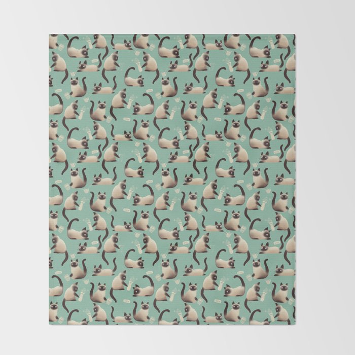Bad Siamese Cats Knocking Stuff Over Throw Blanket Gallery Image 2