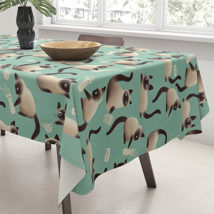 Bad Siamese Cats Knocking Stuff Over Tablecloth Gallery Image 3
