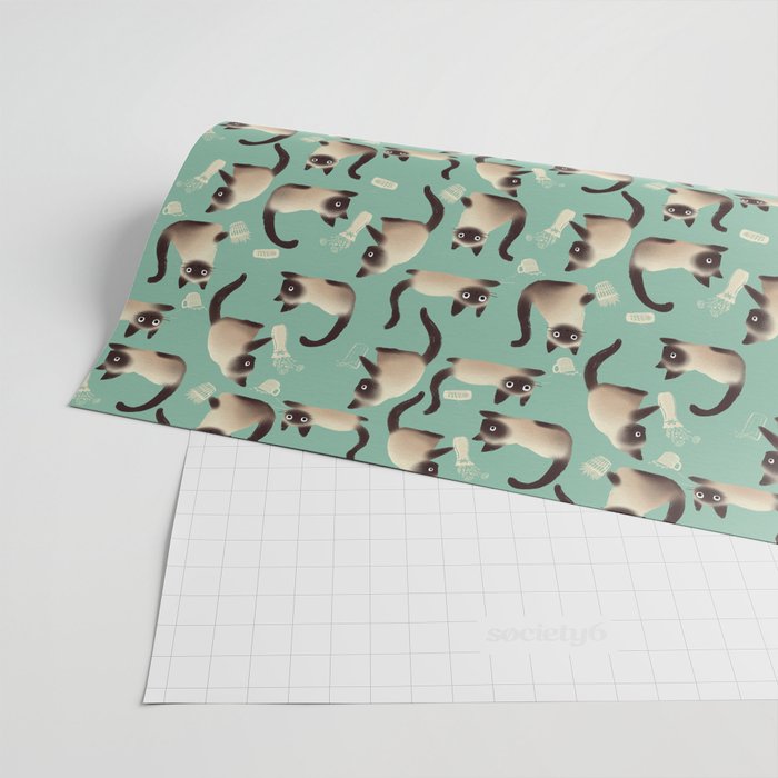 Bad Siamese Cats Knocking Stuff Over Wrapping Paper Gallery Image 2