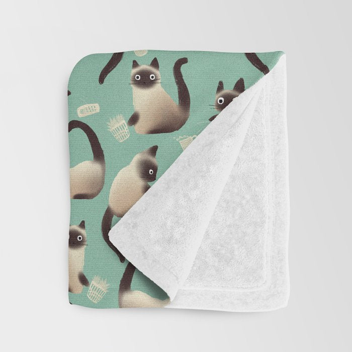 Bad Siamese Cats Knocking Stuff Over Throw Blanket Gallery Image 3