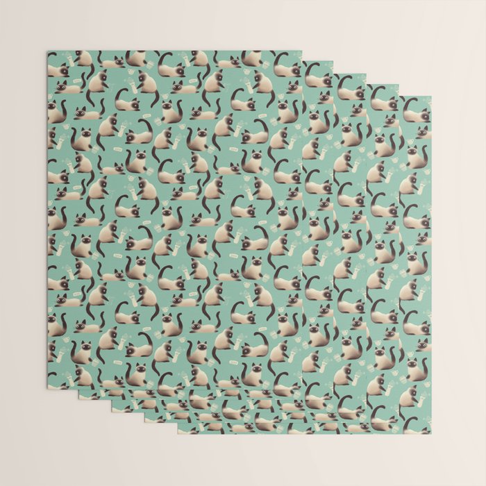 Bad Siamese Cats Knocking Stuff Over Wrapping Paper Gallery Image 3