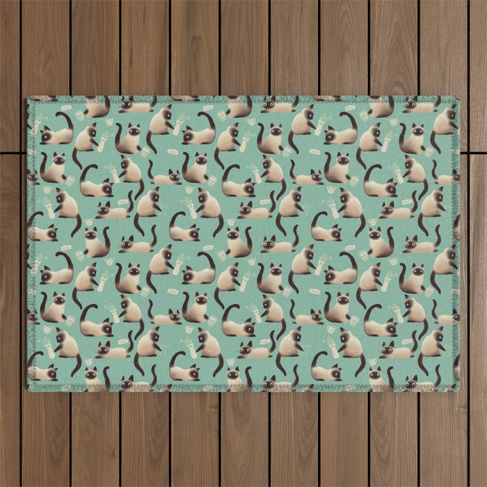 Bad Siamese Cats Knocking Stuff Over Outdoor Rug