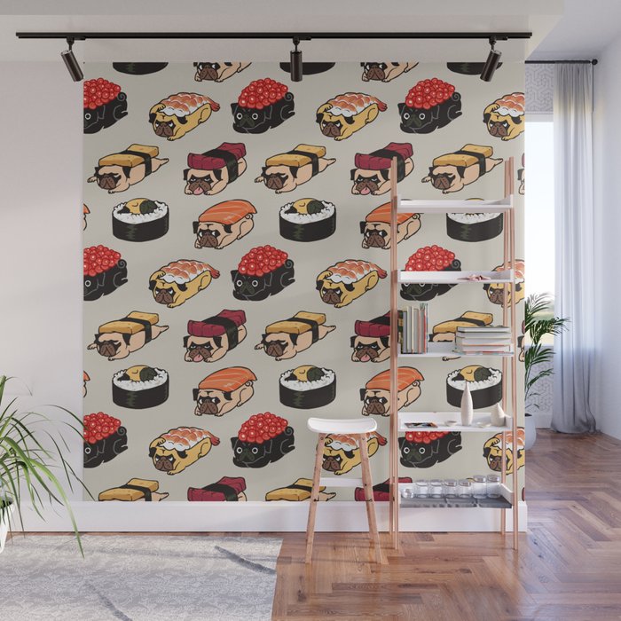 Sushi Pug Wall Mural Gallery Image 1